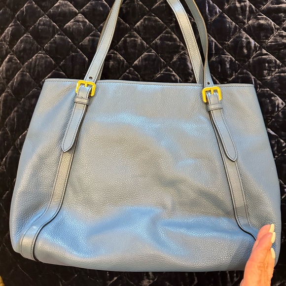 PRADA COBALT BLUE VITELLO PHENIX TOTE HANDBAG PURSE NWOT NEVER USED - Picture 5 of 9